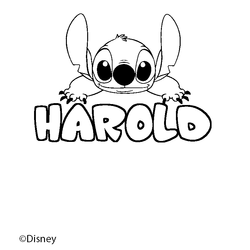 Coloraci&oacute;n del nombre HAROLD - decorado Stitch