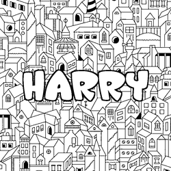 Coloraci&oacute;n del nombre HARRY - decorado ciudad