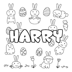 Coloraci&oacute;n del nombre HARRY - decorado Pascua