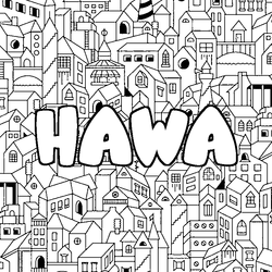 Coloraci&oacute;n del nombre HAWA - decorado ciudad