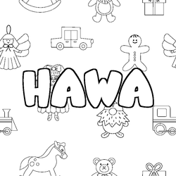 Coloraci&oacute;n del nombre HAWA - decorado juguetes