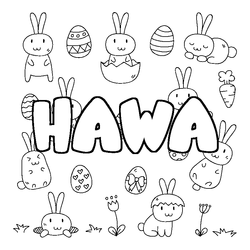 Coloraci&oacute;n del nombre HAWA - decorado Pascua