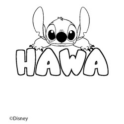 Coloraci&oacute;n del nombre HAWA - decorado Stitch