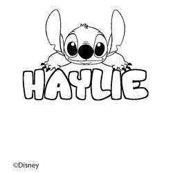 Coloraci&oacute;n del nombre HAYLIE - decorado Stitch
