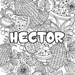 Coloraci&oacute;n del nombre HECTOR - decorado mandala de frutas