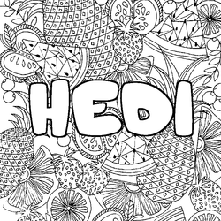 Coloraci&oacute;n del nombre HEDI - decorado mandala de frutas