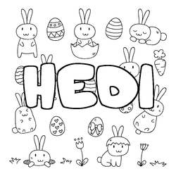Coloraci&oacute;n del nombre HEDI - decorado Pascua