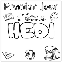 Coloraci&oacute;n del nombre HEDI - decorado primer d&iacute;a de escuela