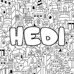 Coloraci&oacute;n del nombre HEDI - decorado ciudad