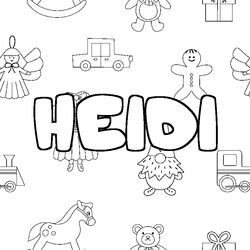 Coloraci&oacute;n del nombre HEIDI - decorado juguetes