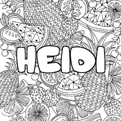 Coloraci&oacute;n del nombre HEIDI - decorado mandala de frutas