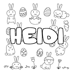 Coloraci&oacute;n del nombre HEIDI - decorado Pascua