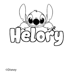 Coloraci&oacute;n del nombre Helory - decorado Stitch