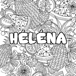 Coloraci&oacute;n del nombre H&Eacute;L&Eacute;NA - decorado mandala de frutas
