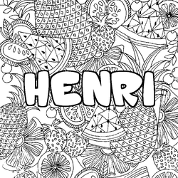 Coloraci&oacute;n del nombre HENRI - decorado mandala de frutas