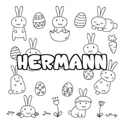 Coloraci&oacute;n del nombre HERMANN - decorado Pascua