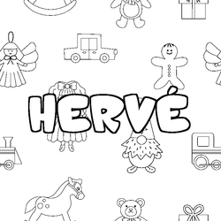 Coloraci&oacute;n del nombre HERV&Eacute; - decorado juguetes