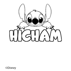 Coloraci&oacute;n del nombre HICHAM - decorado Stitch