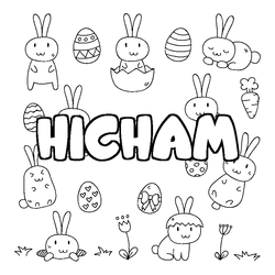 Coloraci&oacute;n del nombre HICHAM - decorado Pascua