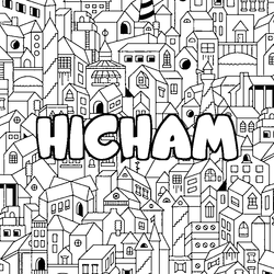 Coloraci&oacute;n del nombre HICHAM - decorado ciudad