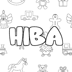 Coloraci&oacute;n del nombre HIBA - decorado juguetes