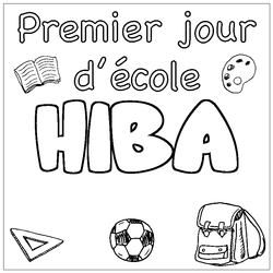 Coloraci&oacute;n del nombre HIBA - decorado primer d&iacute;a de escuela