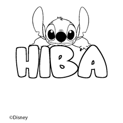 Coloraci&oacute;n del nombre HIBA - decorado Stitch