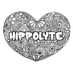 Coloraci&oacute;n del nombre HIPPOLYTE - decorado mandala de coraz&oacute;n