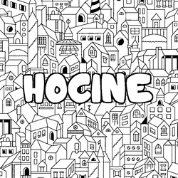 Coloraci&oacute;n del nombre HOCINE - decorado ciudad