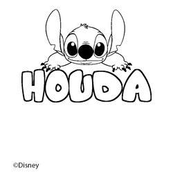 Coloraci&oacute;n del nombre HOUDA - decorado Stitch