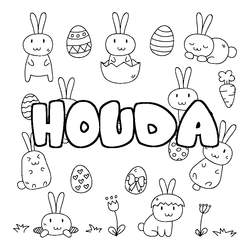 Coloraci&oacute;n del nombre HOUDA - decorado Pascua