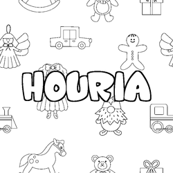 Coloraci&oacute;n del nombre HOURIA - decorado juguetes