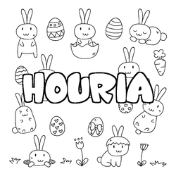 Coloraci&oacute;n del nombre HOURIA - decorado Pascua