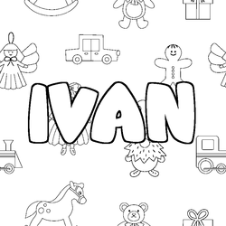 Coloraci&oacute;n del nombre IVAN - decorado juguetes