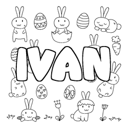 Coloraci&oacute;n del nombre IVAN - decorado Pascua