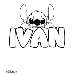 Coloraci&oacute;n del nombre IVAN - decorado Stitch