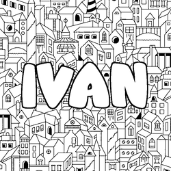 Coloraci&oacute;n del nombre IVAN - decorado ciudad