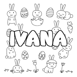 Coloraci&oacute;n del nombre IVANA - decorado Pascua