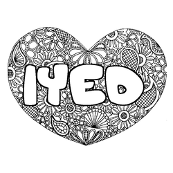 Coloraci&oacute;n del nombre IYED - decorado mandala de coraz&oacute;n