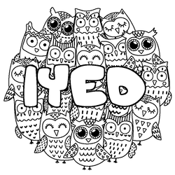 Coloraci&oacute;n del nombre IYED - decorado b&uacute;hos