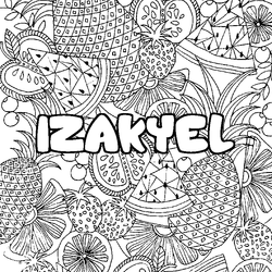 Coloraci&oacute;n del nombre IZAKYEL - decorado mandala de frutas