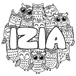 Coloraci&oacute;n del nombre IZIA - decorado b&uacute;hos