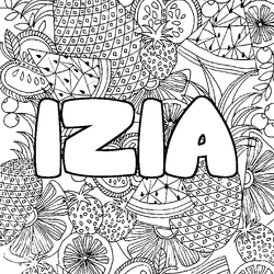 Coloraci&oacute;n del nombre IZIA - decorado mandala de frutas
