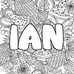 Coloraci&oacute;n del nombre IAN - decorado mandala de frutas