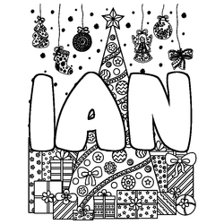 Coloraci&oacute;n del nombre IAN - decorado &aacute;rbol de Navidad y regalos