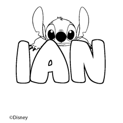 Coloraci&oacute;n del nombre IAN - decorado Stitch