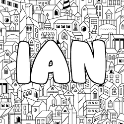 Coloraci&oacute;n del nombre IAN - decorado ciudad