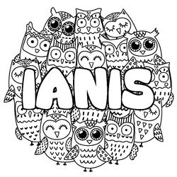 Coloraci&oacute;n del nombre IANIS - decorado b&uacute;hos