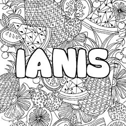 Coloraci&oacute;n del nombre IANIS - decorado mandala de frutas