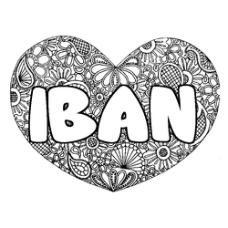 Coloraci&oacute;n del nombre IBAN - decorado mandala de coraz&oacute;n